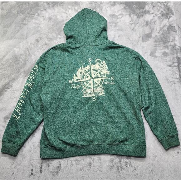 RetroVision Apparel Hoodie Mens XL Green Rockaway Beach Oregon Full Zip Casual - Picture 3 of 11